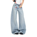 Women's Spring Washed Draped Ultra Wide-Leg Denim Jeans