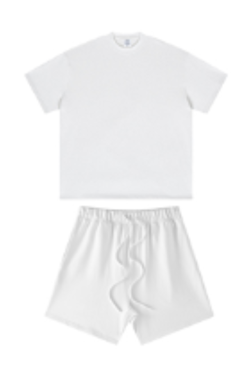 Unisex Summer Heavy Solid Outdoor Street Tee & Shorts Set