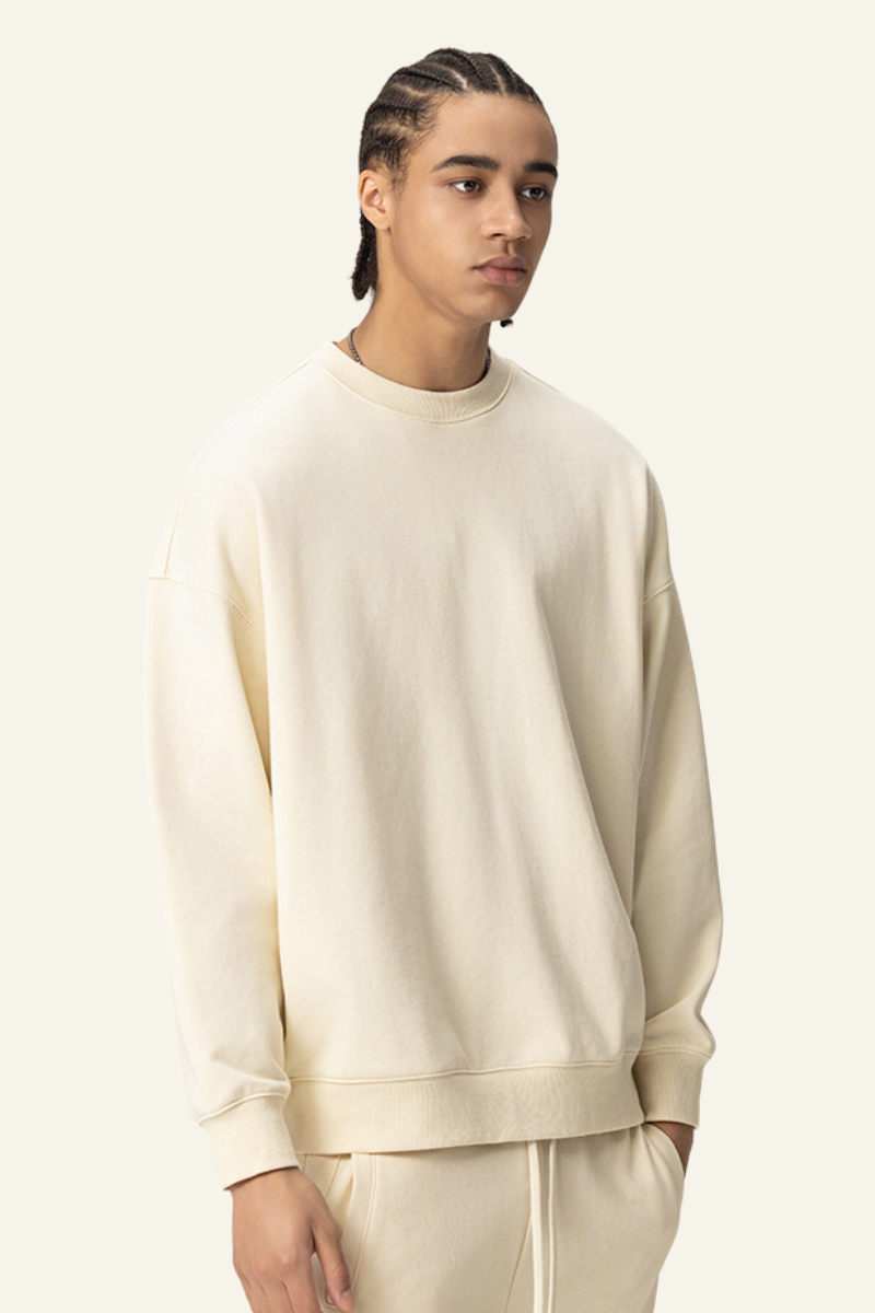 Men's 400G Heavyweight Streetwear Solid Pullover