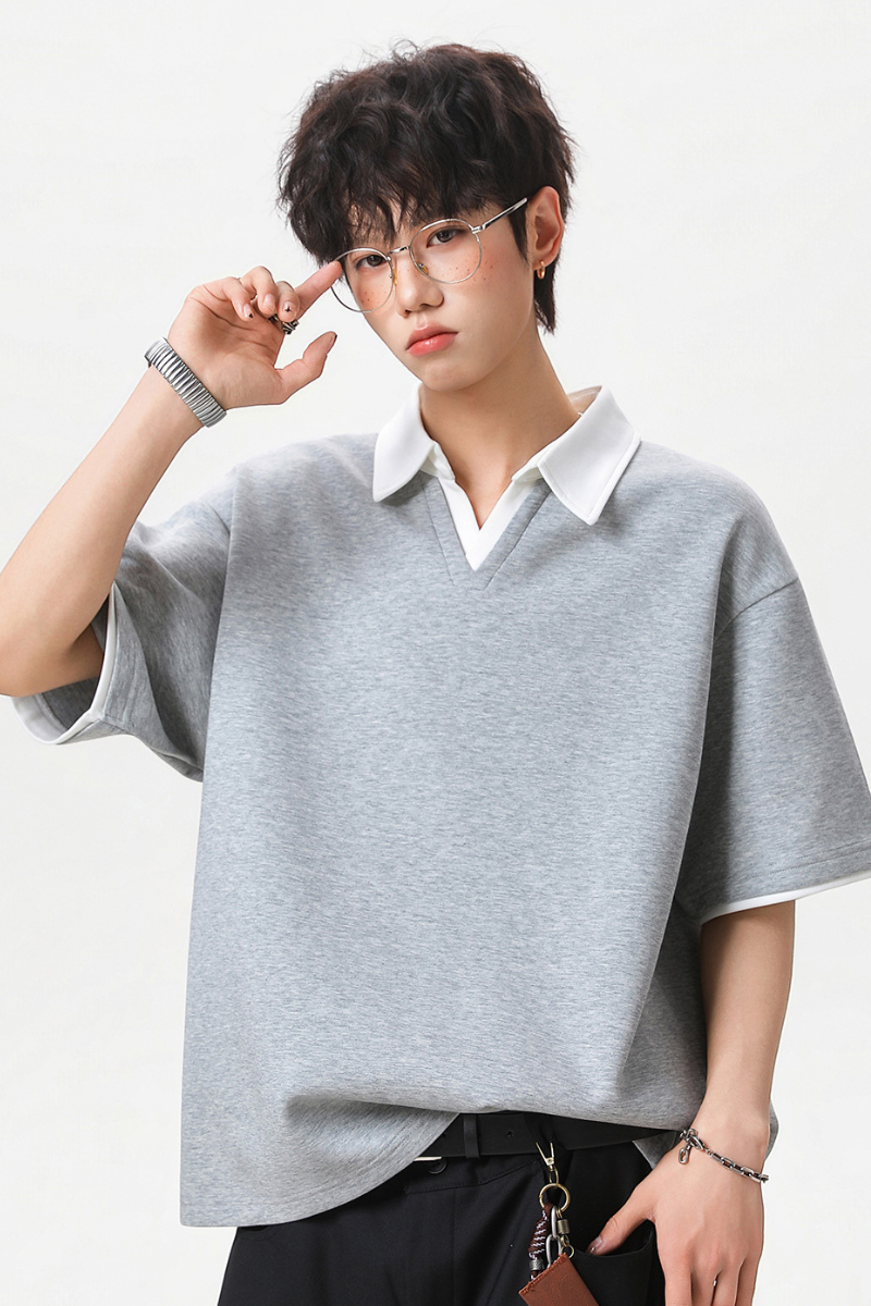 Men's Summer Colorblock MockLayer Seagull Retro Polo