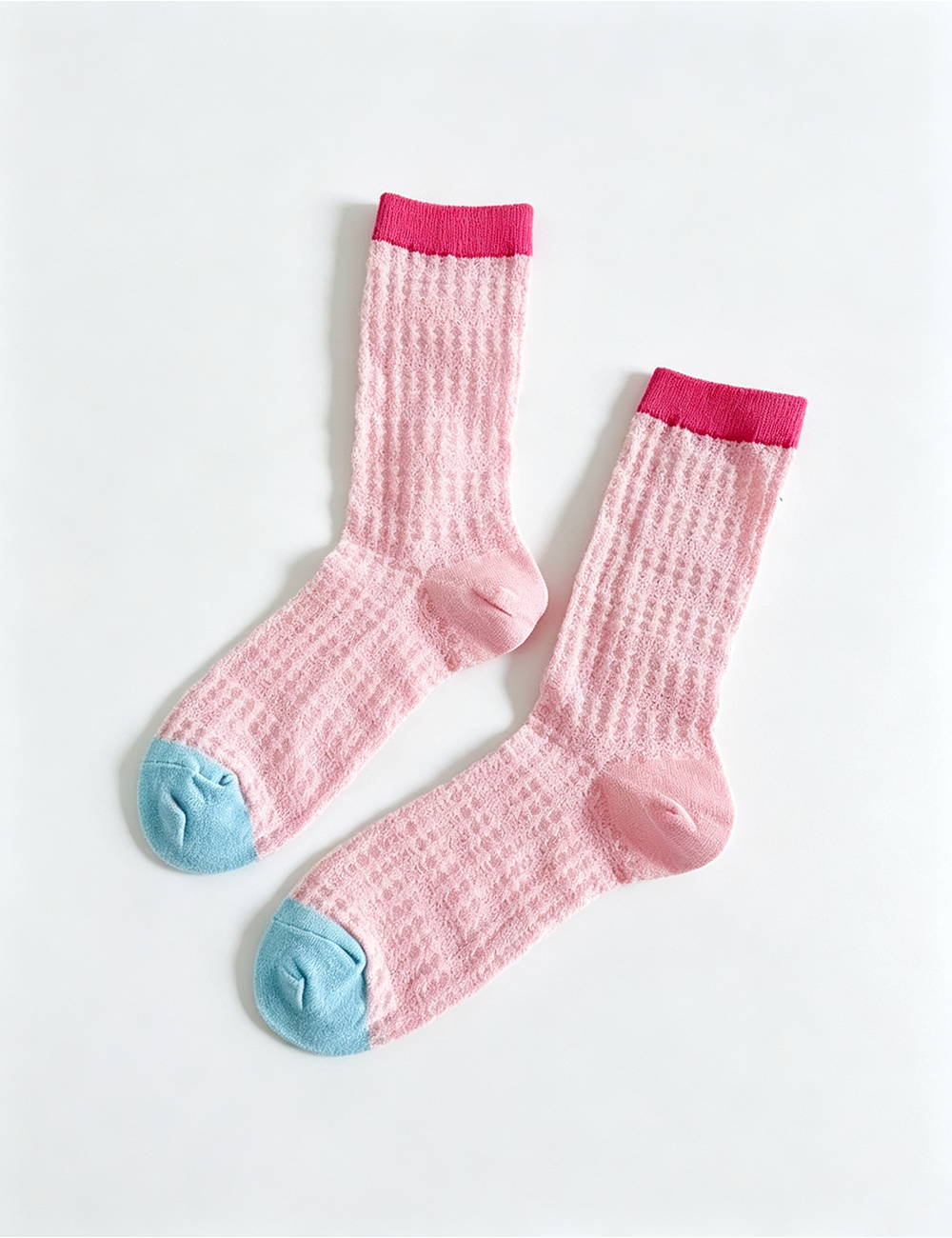 Ladies Mesh Knit Color Block Mid Calf Socks