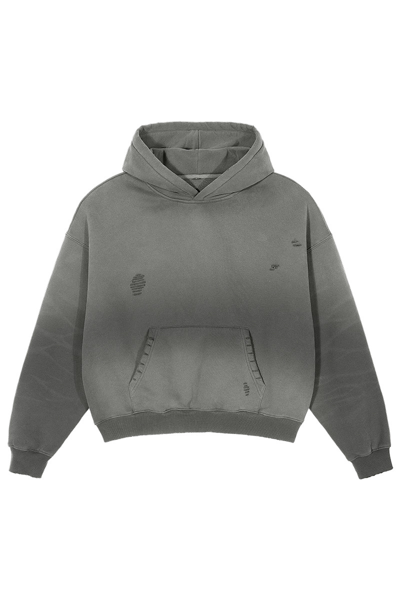 Men's Vintage Gradient Destroyed-Detail Hoodie