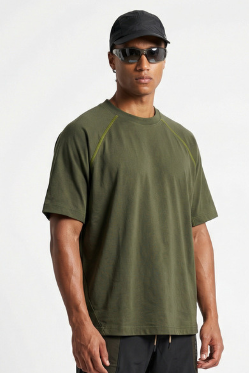 Men's 220g High Stretch Contrast Stitch Raglan Tee