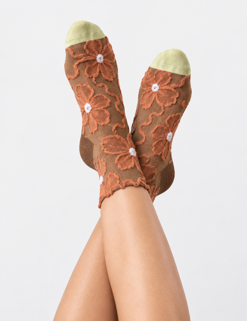 Ladies Sweet Floral Jacquard Ankle Socks