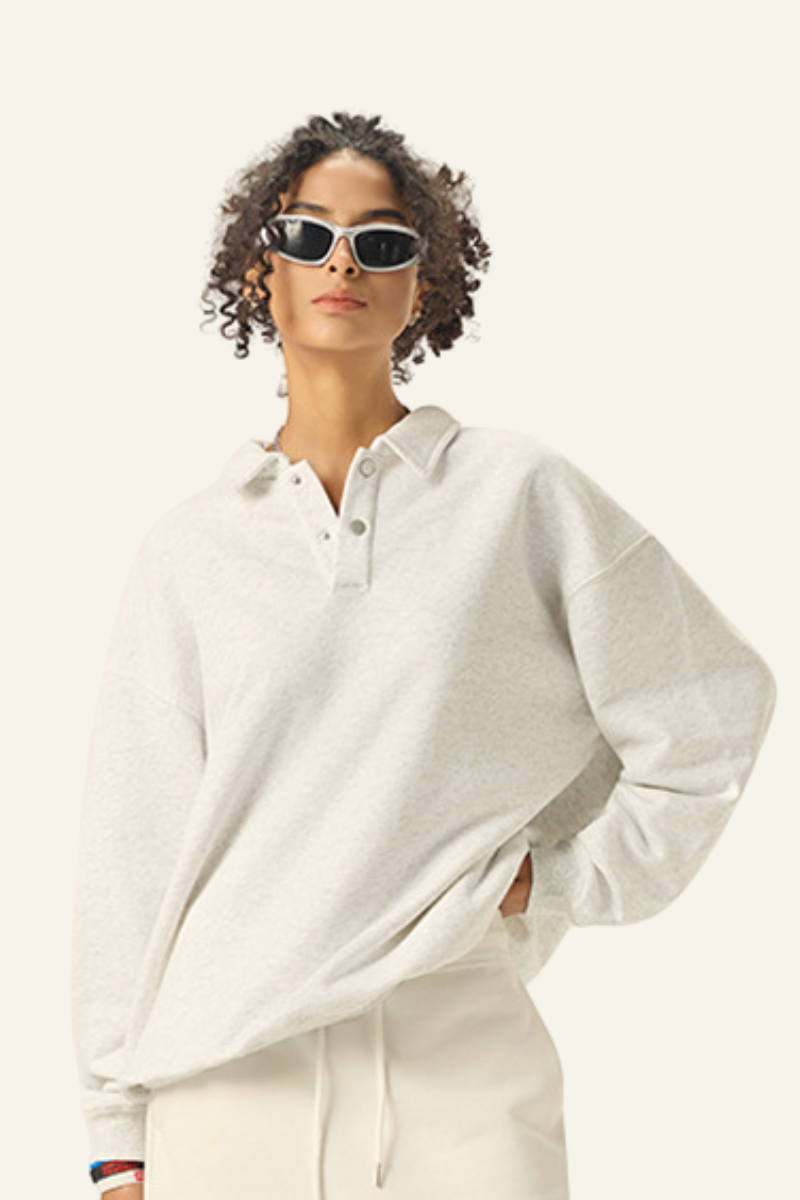 Women's Streetwear Polo Collar Relaxed Sweatshirts