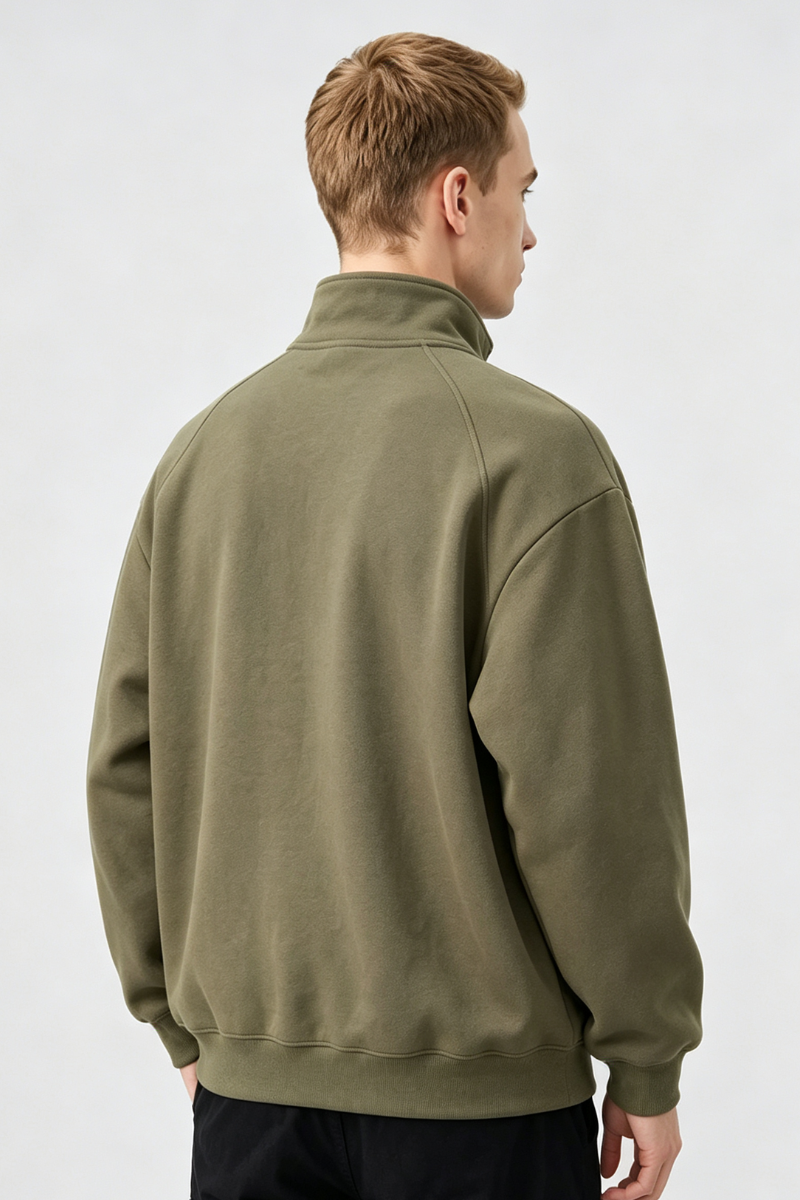 Men's Fall Clothing Half-Zip Colorblock Long Sweatshirt