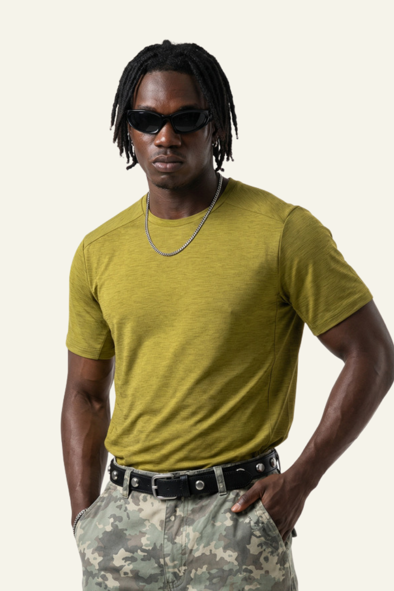 Unisex Round Neck Drape Sleeve Loose Fit T-shirt