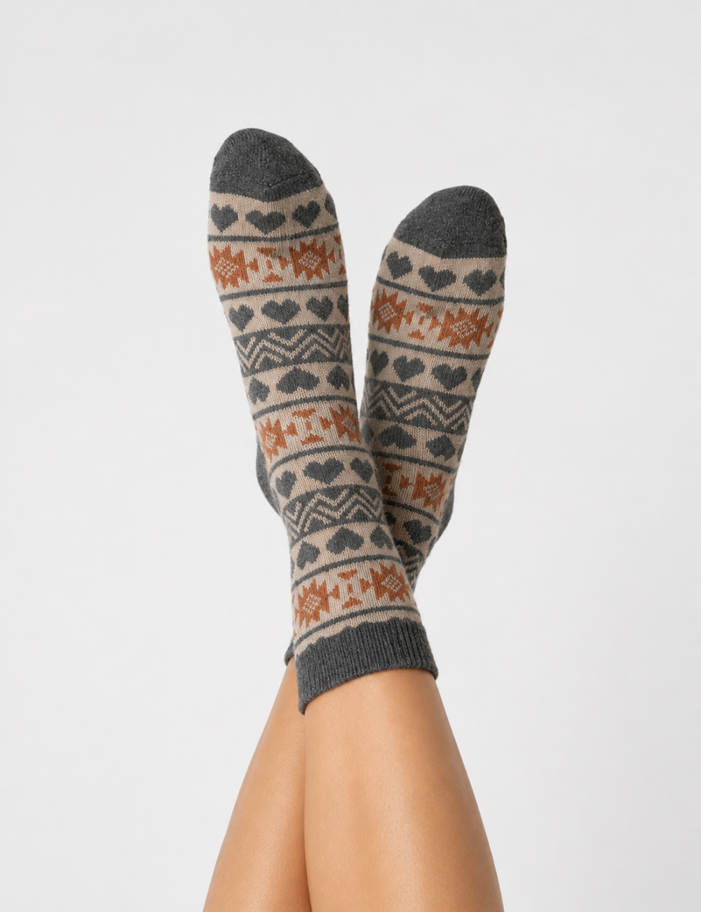 Ladies Nordic Geometric Crew Socks