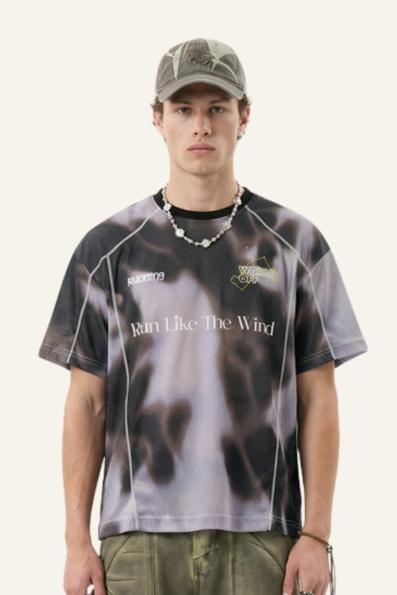 Men's Streetwear Mesh Breathable Printed T-shirt