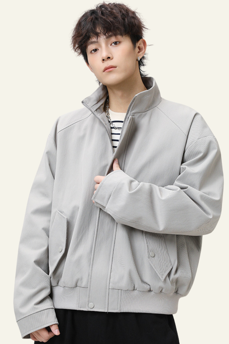 Men's Streetwear Stand Collar Zip-Up Jacket