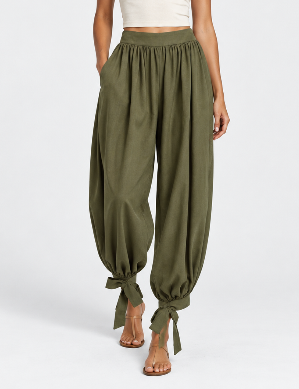 Ladies Boho Gathered Hem Harem Pants