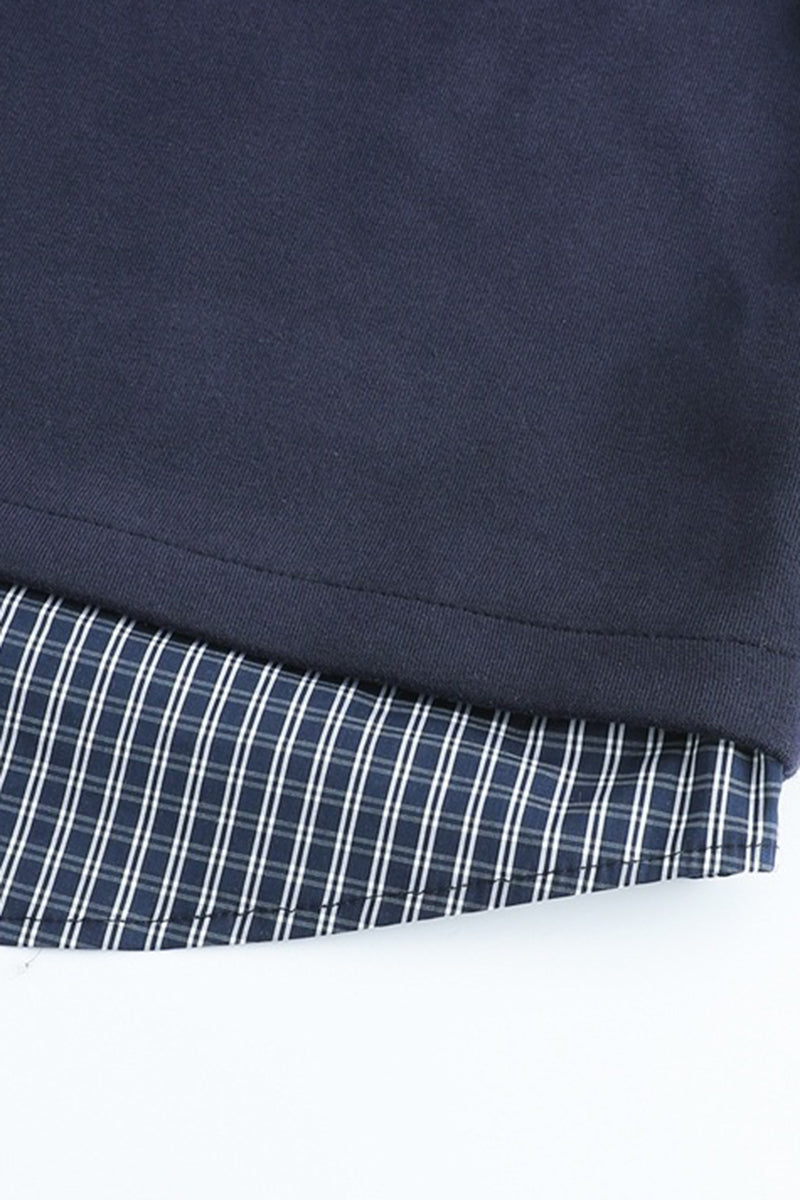 Men's Fall Clothing Plaid-Layered Preppy Pullover Hoodie