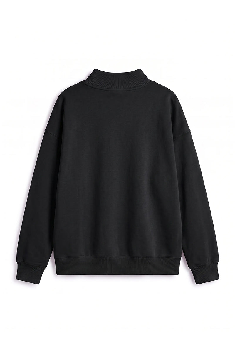 Unisex Fall Clothing Fleece Mock Neck Side Slit Sweatshirt