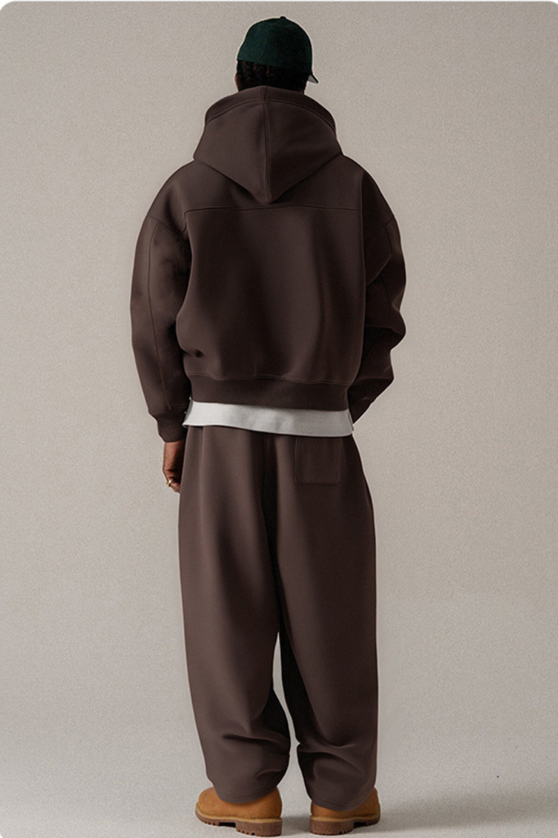 Men's Streetwear Set:Cropped Hooded Jacket And Sweatpants