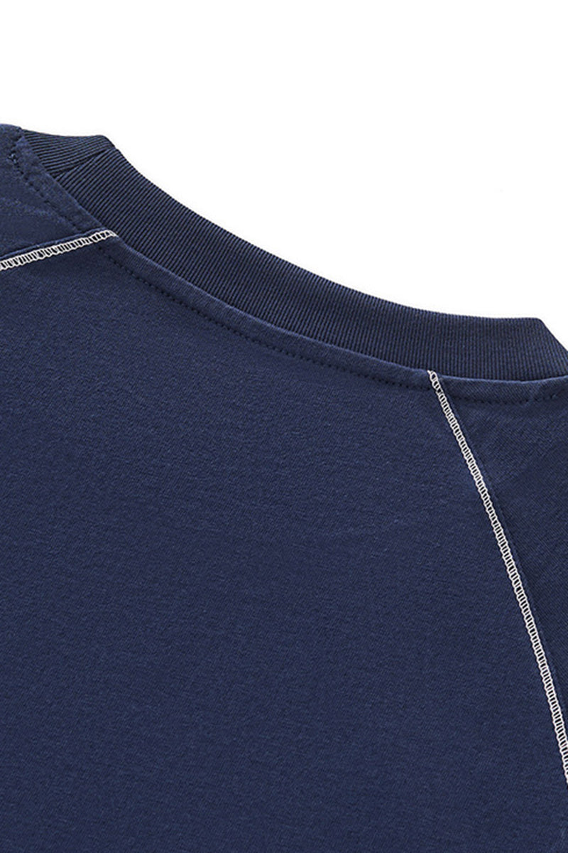 Men's Cotton Streetwear Color-blocked Patchwork T-shirt