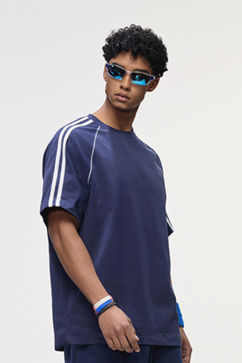 Men's Cotton Streetwear Color-blocked Patchwork T-shirt