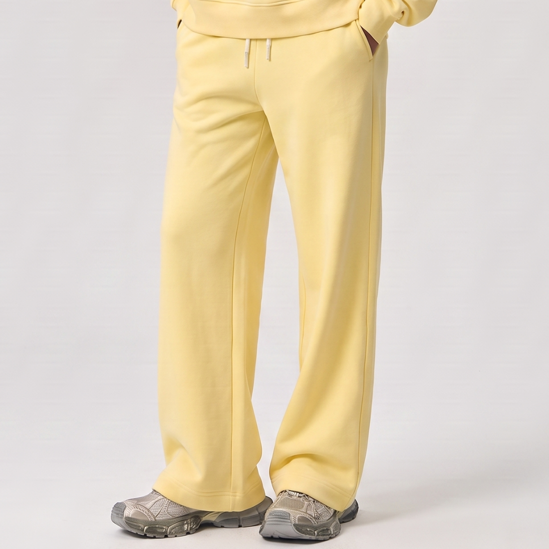 Unisex Spring Cotton Wide-Leg Drawstring Pocket Sweatpants