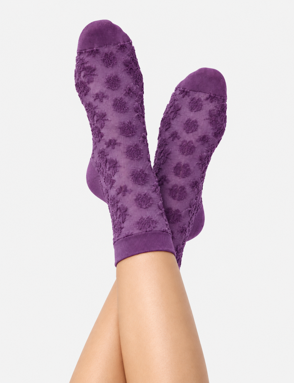 Ladies Relief Floral Mid Calf Socks
