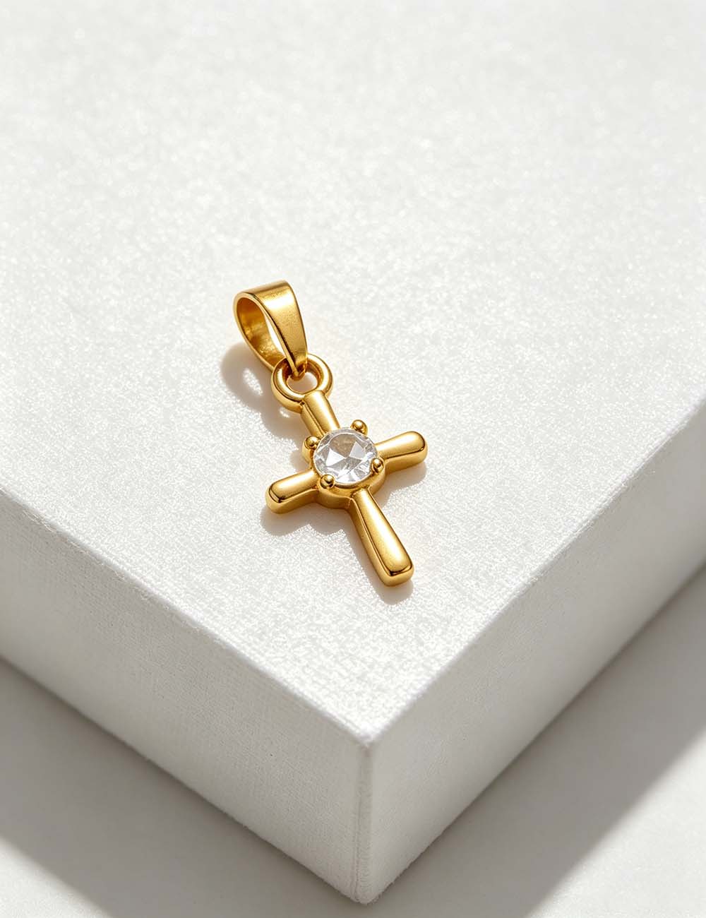 Ladies Gothic Vintage CZ Cross Heart Charm Pendant