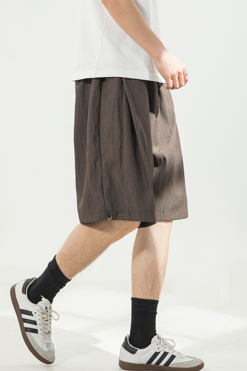 Men's Summer Crinkled Relaxed Straight 5" Button Hem Shorts