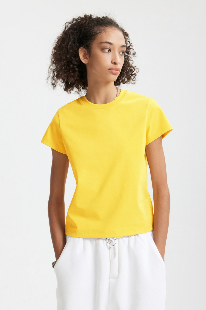 Women's Spring Summer 260g Solid Crewneck Oversized Tee