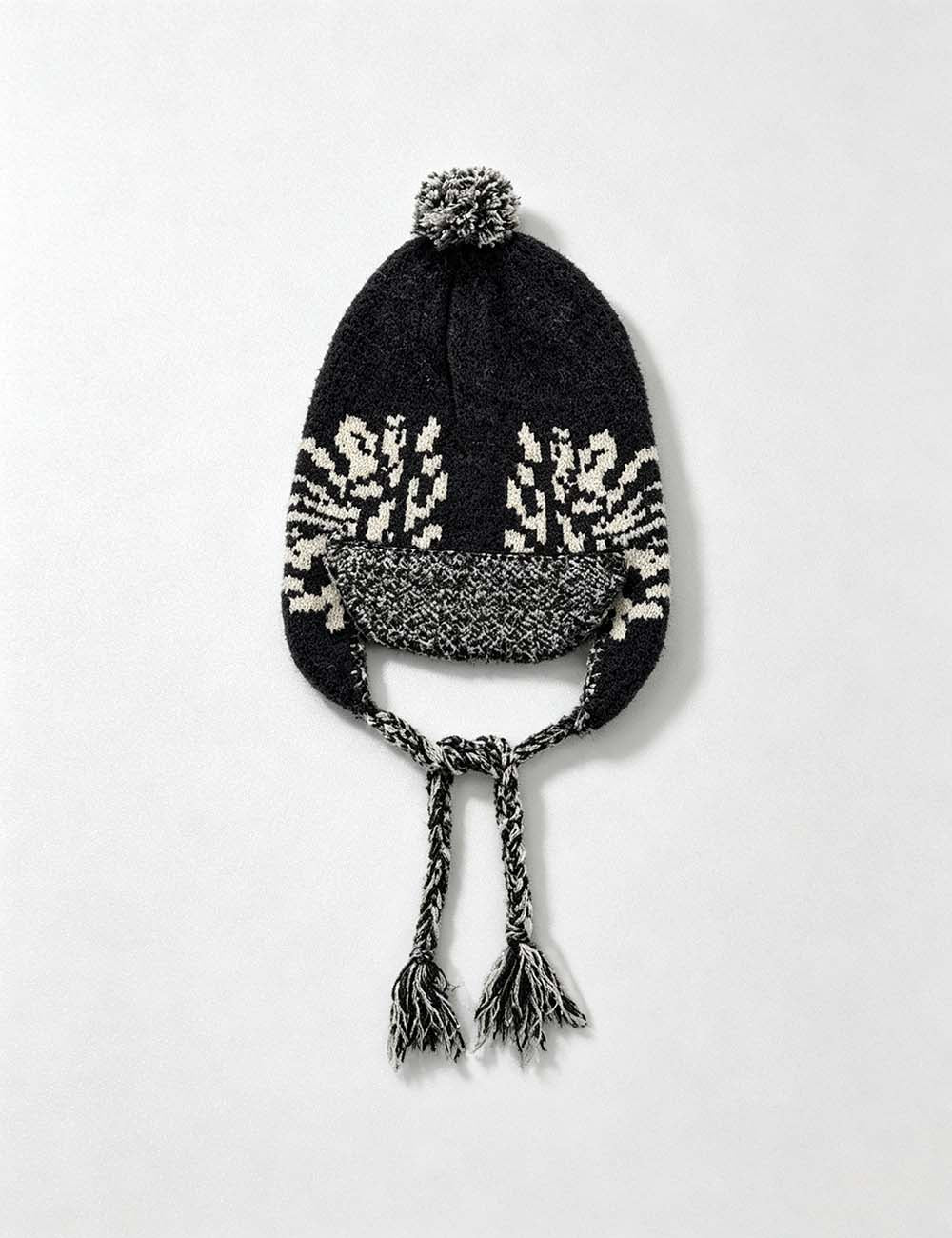 Ladies Vintage Fair Isle Earflap Beanie Hat