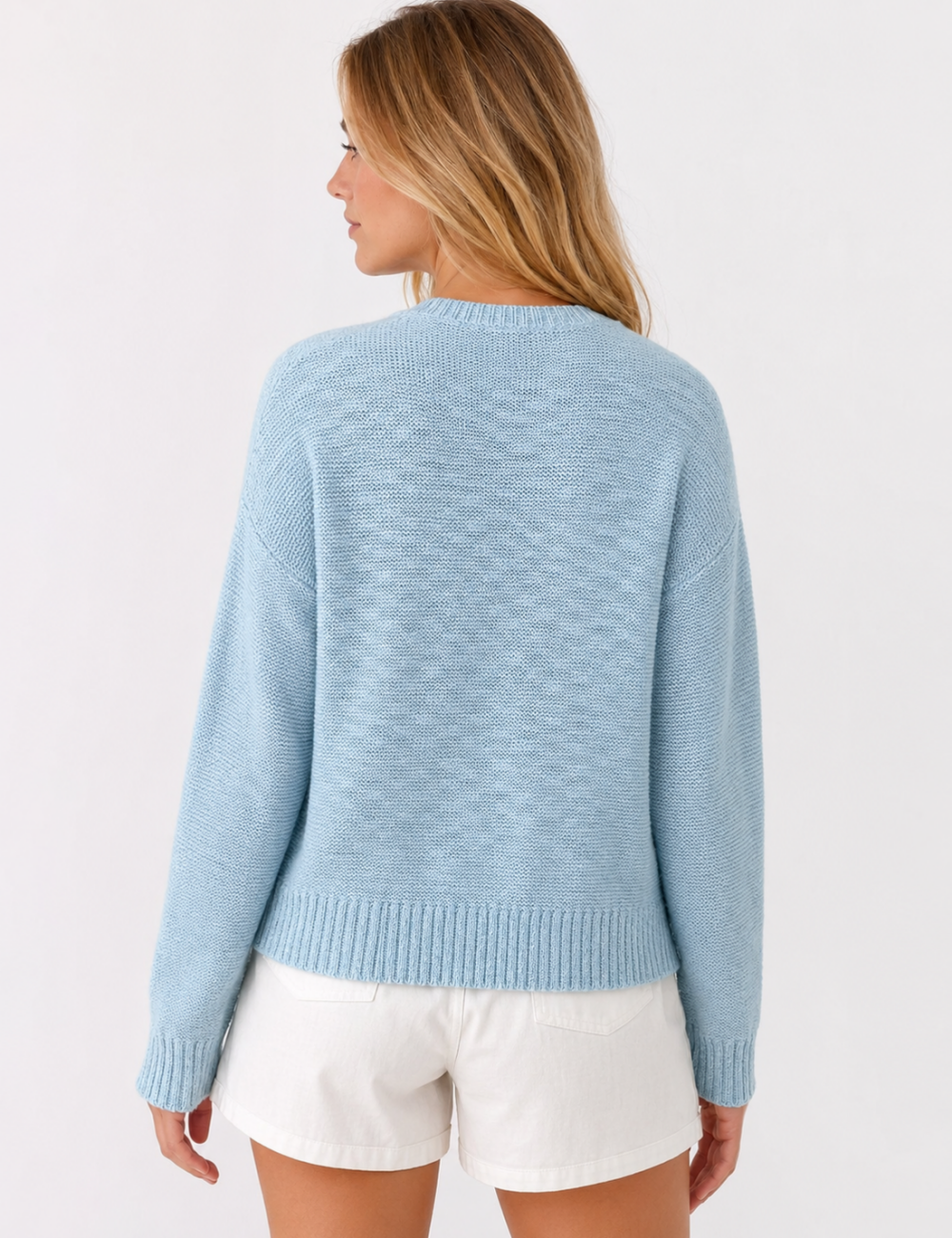 Ladies America Embroideries Low Round Neck Sweater