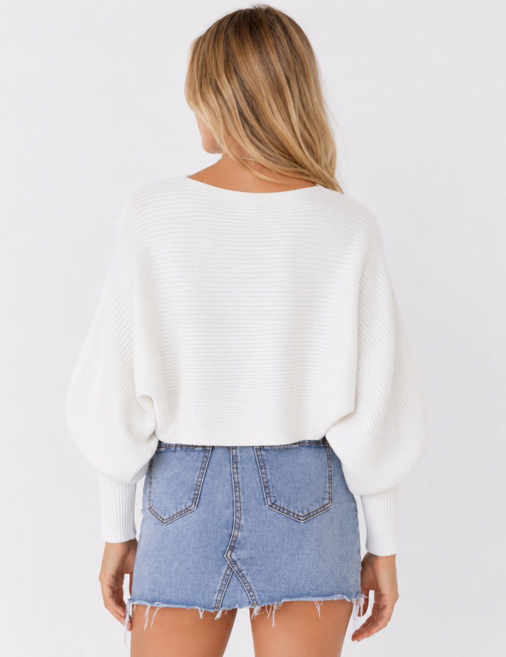 Ladies Solid Boat Neck Collar Sleeve Sweater