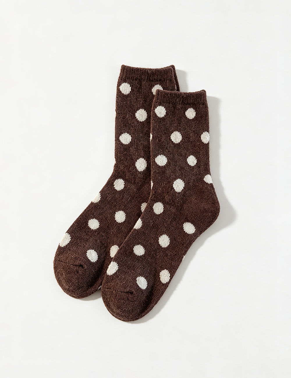 Ladies Cute Vintage Polka Dot Ribbed Slouch Crew Socks