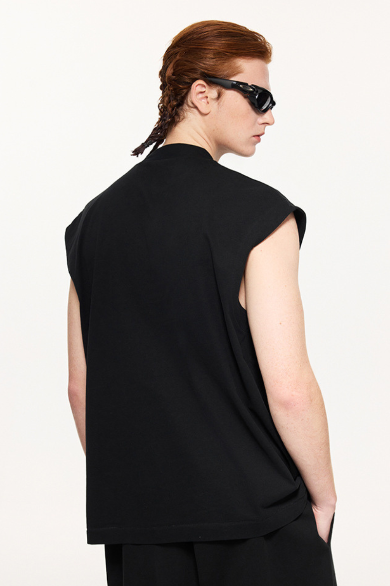 Men's Summer 230g Cotton High Neck Loose Tank