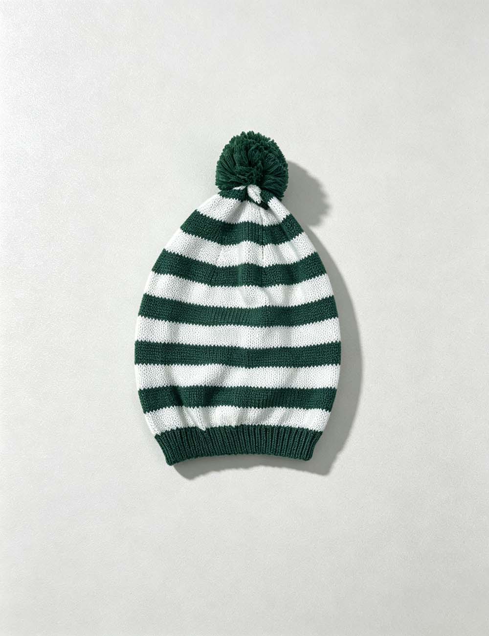 Ladies Holiday Casual Striped Pom Beanie Hat