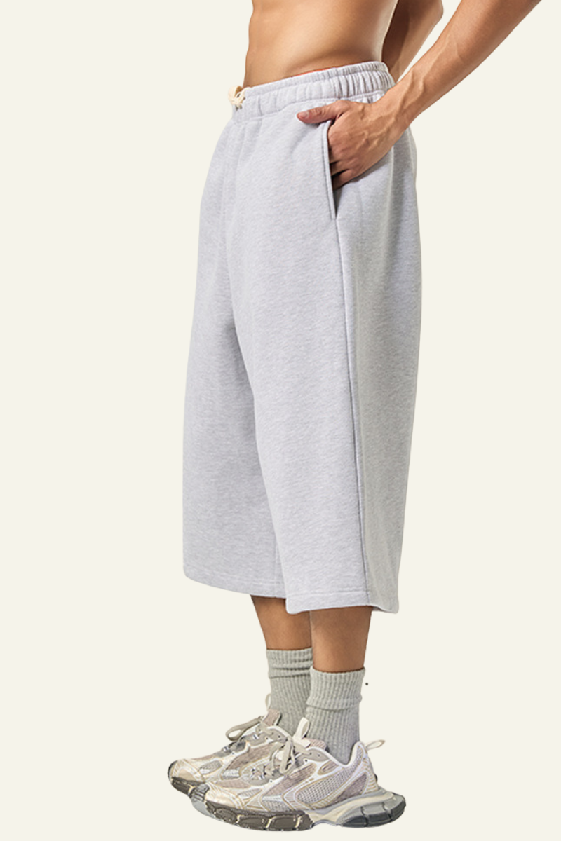 Men's Streetwear Drawstring  Seven-inch Wide Leg Pants.