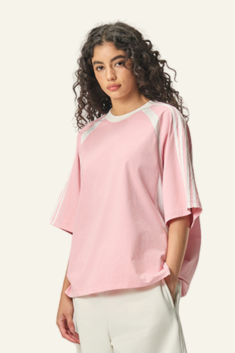 Women's Cotton Side Striped Color Block Streetwear T-shirt