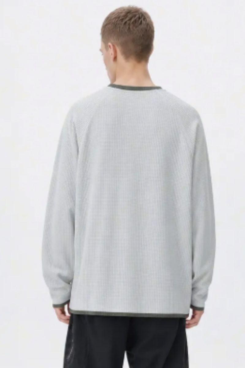 Men's Fall Clothing Waffle Crew Neck Long Sleeve Tee
