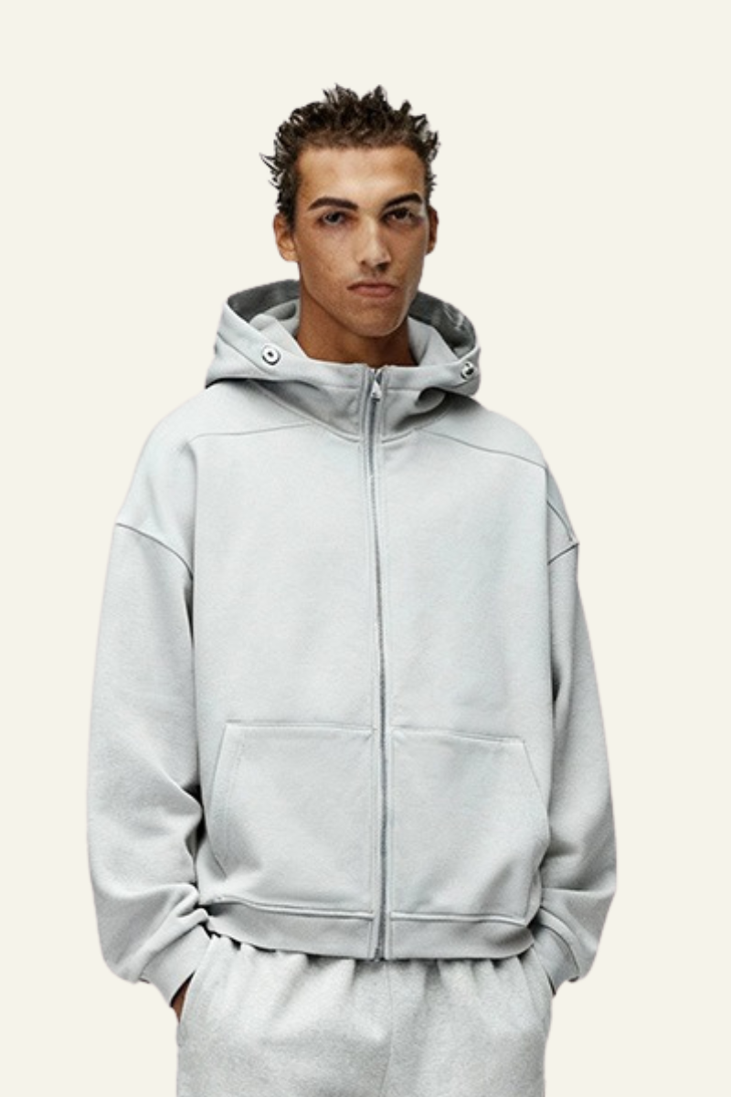 Men's Streetwear Front Pocket Full-zipper Hooded Jacket