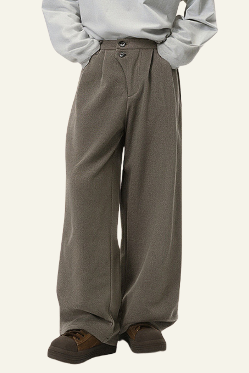 Men's Streetwear Double-button Placket Trousers