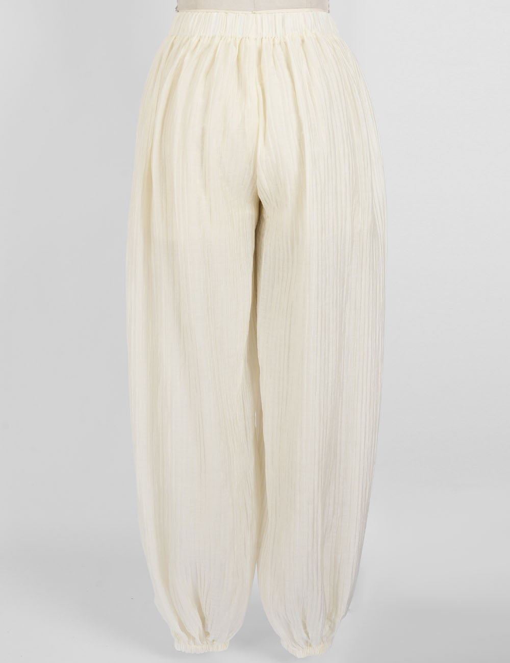 Ladies Chic Crinkle Solid Color  Elastic Cuff Balloon Pants