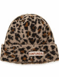 Ladies Vintage Leopard Folded Knit Dome Hat