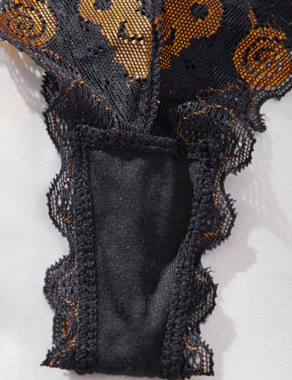 Ladies Sexy Pumpkin Skull Print Lingerie Set