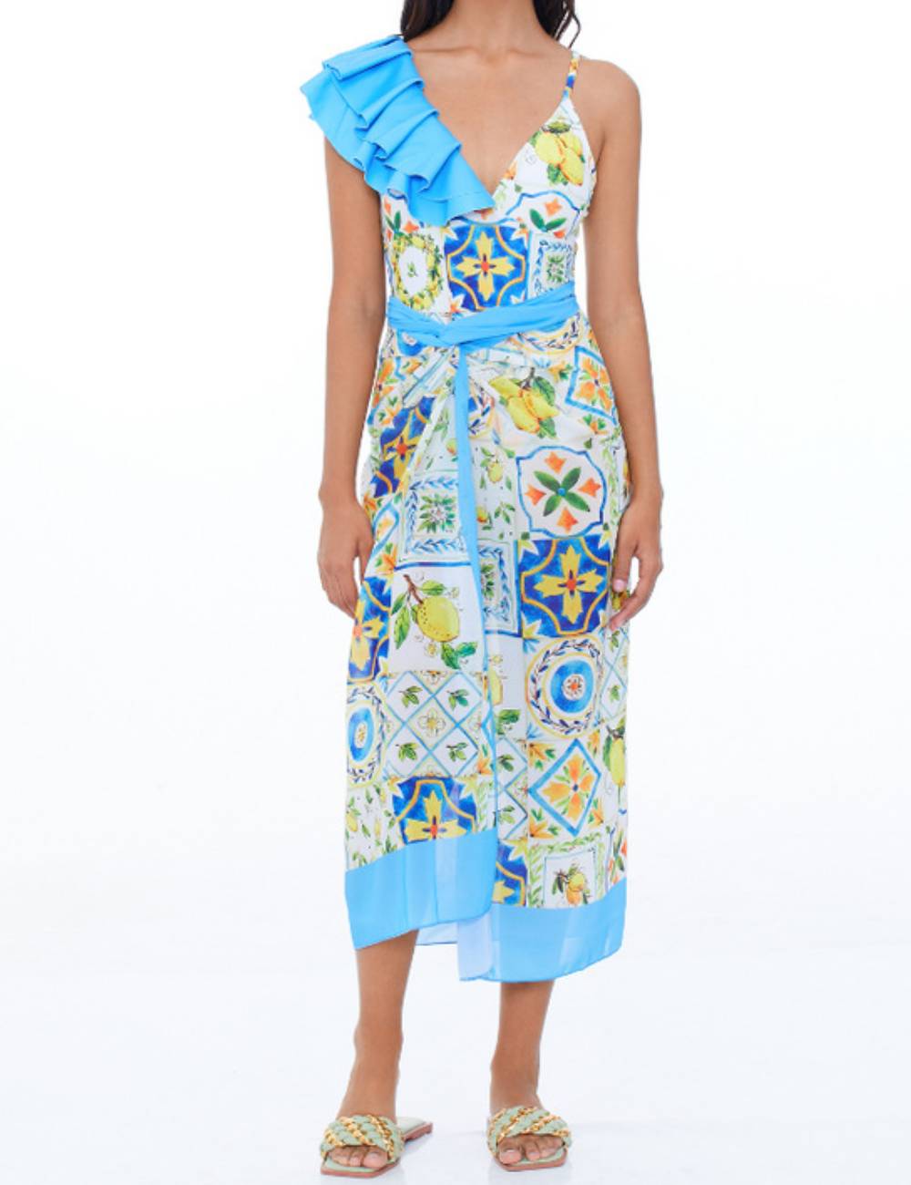 One Ruffle Shoulder One Piece with Cover SKSW40128