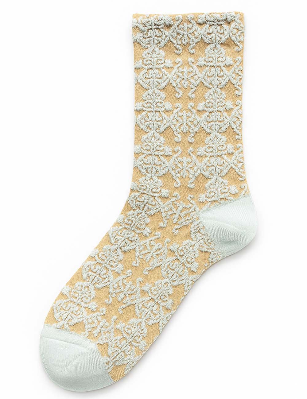 Ladies Vintage Floral Jacquard Mid Calf Socks