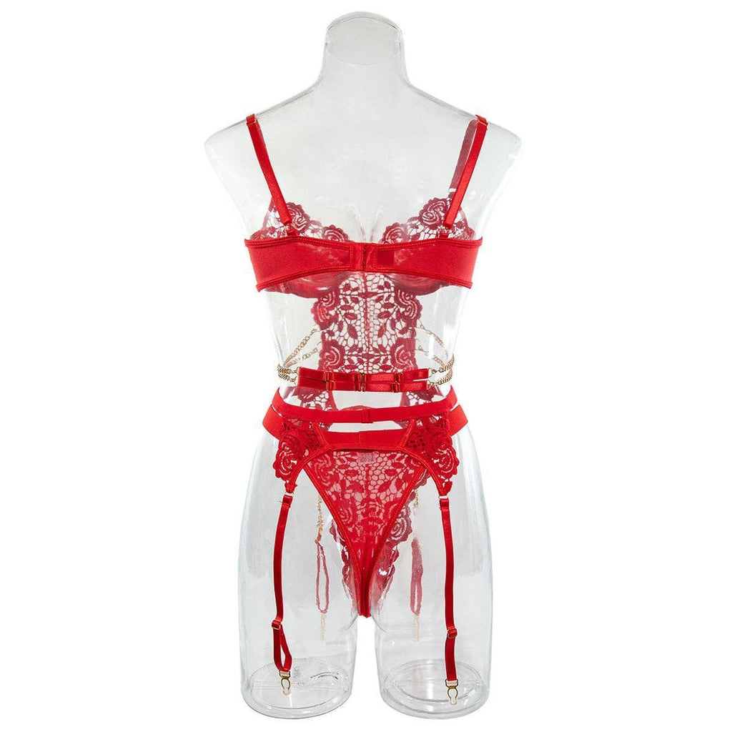 2PCS Lace Sexy Lingerie Set with Garter Belt