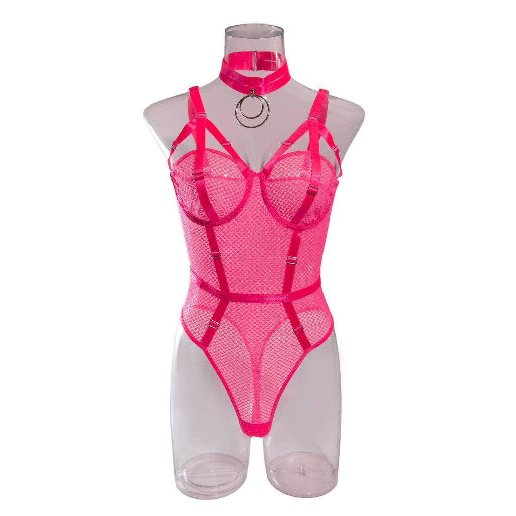 2PCS Metal Silver Sexy Lingerie Teddy
