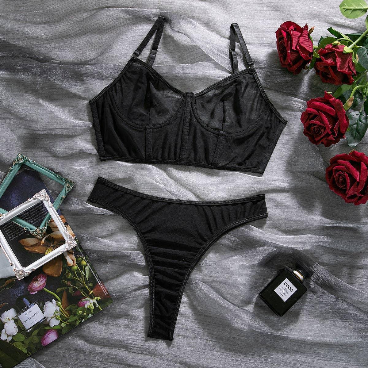 2PCS See Through Sexy Lingerie Set