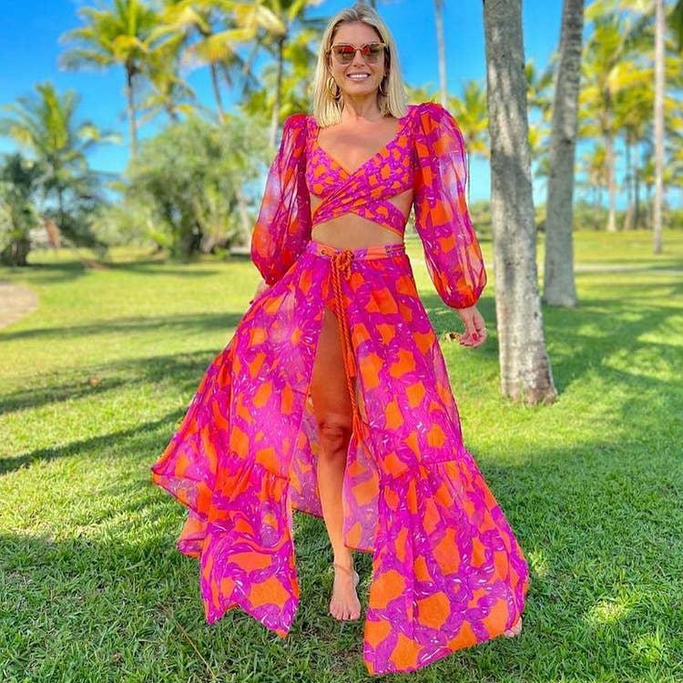 3-Piece Floral Print Bikini Swimsuits with Cover Up 2303