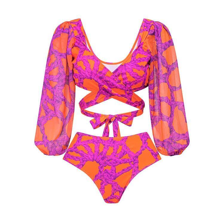 3-Piece Floral Print Bikini Swimsuits with Cover Up 2303
