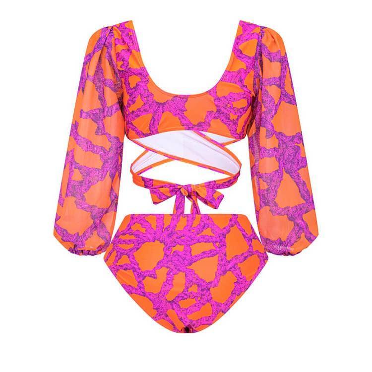3-Piece Floral Print Bikini Swimsuits with Cover Up 2303