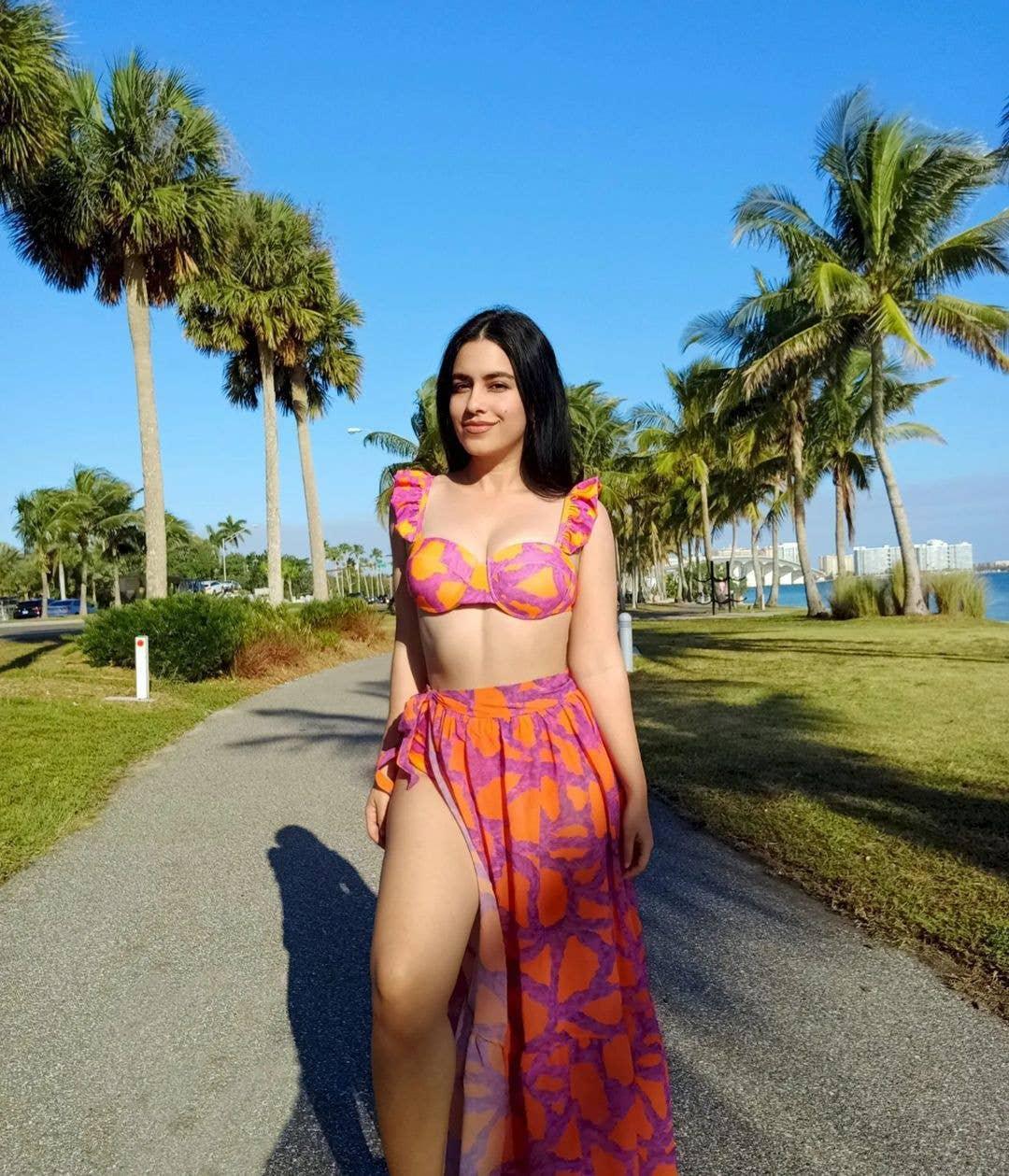 3-Piece Floral Print Bikini Swimsuits with Cover Up