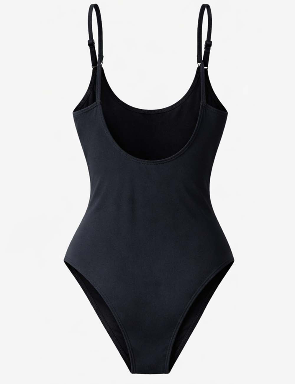 Ladies Solid Color U-Neck Spaghetti Strap One Piece Swimsuit