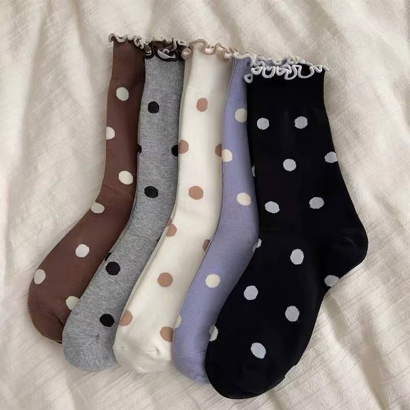 Ladies Everyday Polka Dot Knit Socks SKAS50019